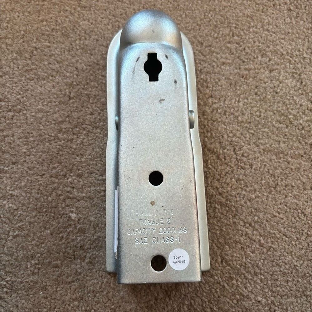Trailer Tongue Ball Hitch—No Latch Ball 1-7/8” Tongue 2” Capacity 2000 Lbs